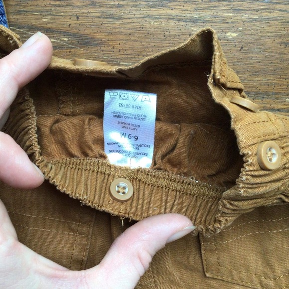 3pc NWOT 6-9month brown pants +2 collar button up match onesies w/attach bow tie - Picture 2 of 12